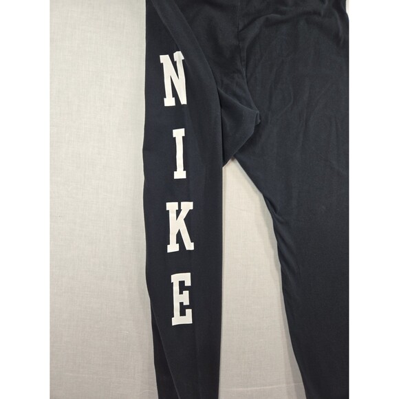 Nike Leggings Black w White Large Logo Spellout Women's Large Cotton Sportswear - Picture 4 of 8